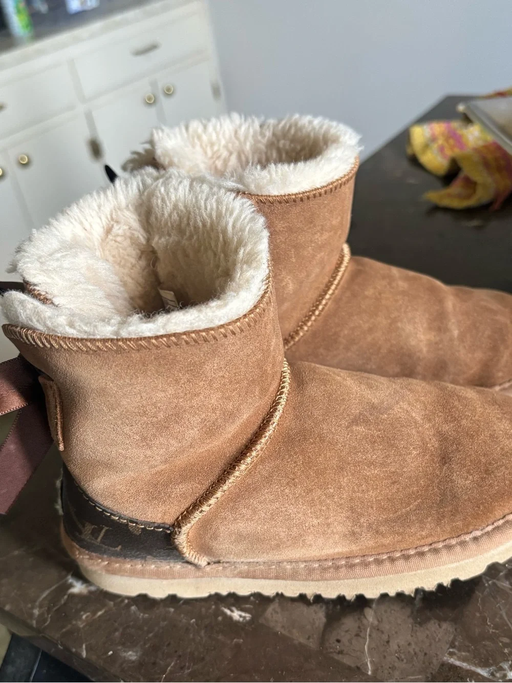 UGG Kids Chestnut Suede Cozy Shearling Ankle Boots